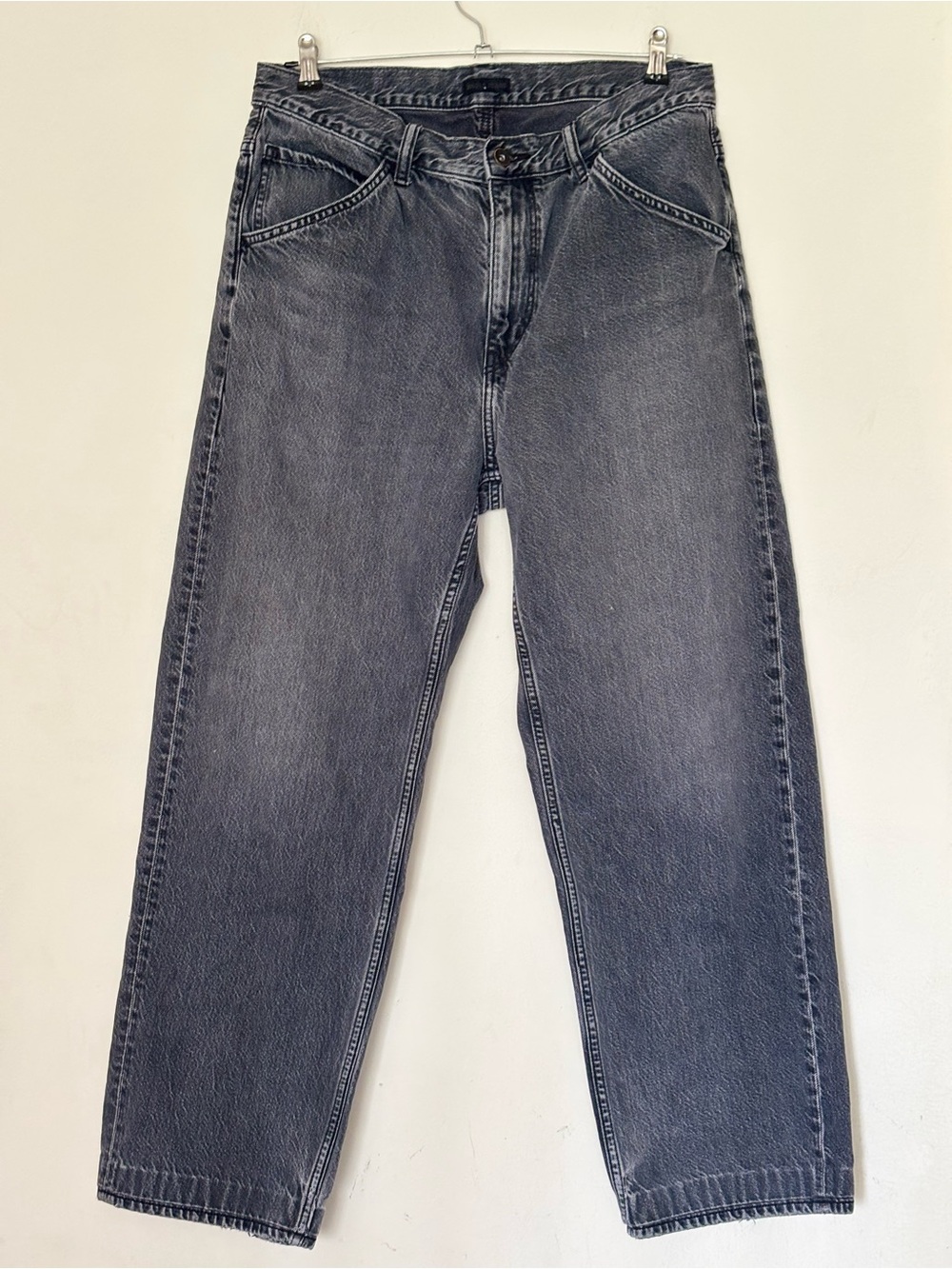 Uniqlo Men's Washed Black-Gray Relaxed Jeans